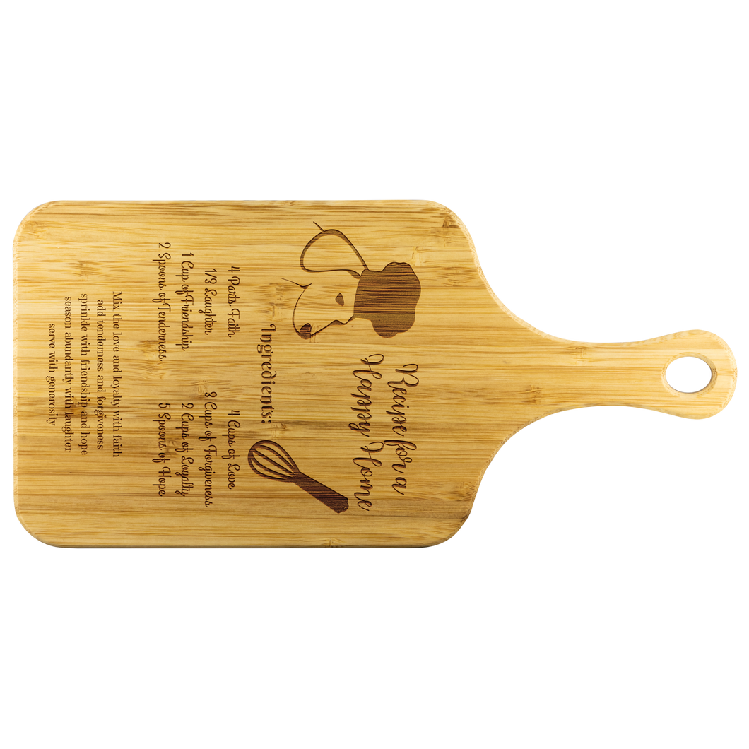 Recipe for a Happy Home Wood Cutting Board with Handle