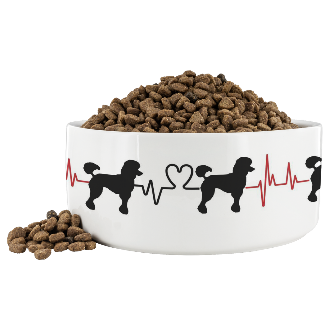 Poodle Heart Beat Dog Food Bowl